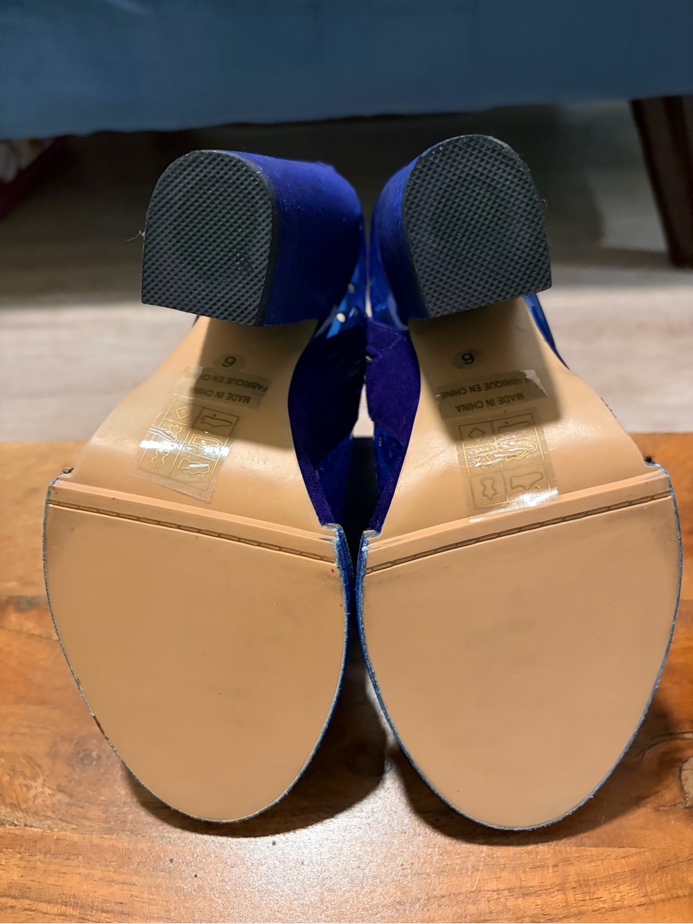 Jeffrey Campbell Blue Transparent Block Heel Ankle Boots - Picture 15 of 15